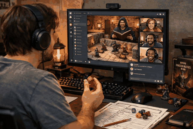 Etäpelisessio tietokoneen äärellä